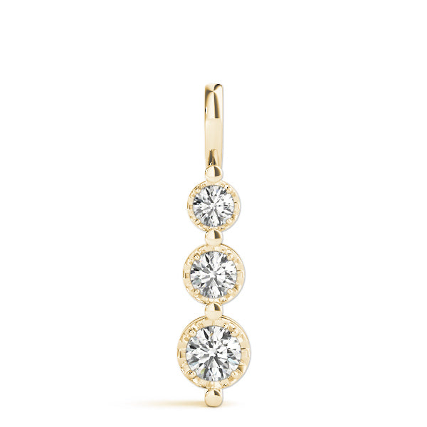 18K Yellow Gold 1/2 ct Diamond Three-Stone Pendant