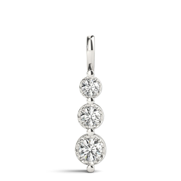 18K White Gold 1/2 ct Diamond Three-Stone Pendant