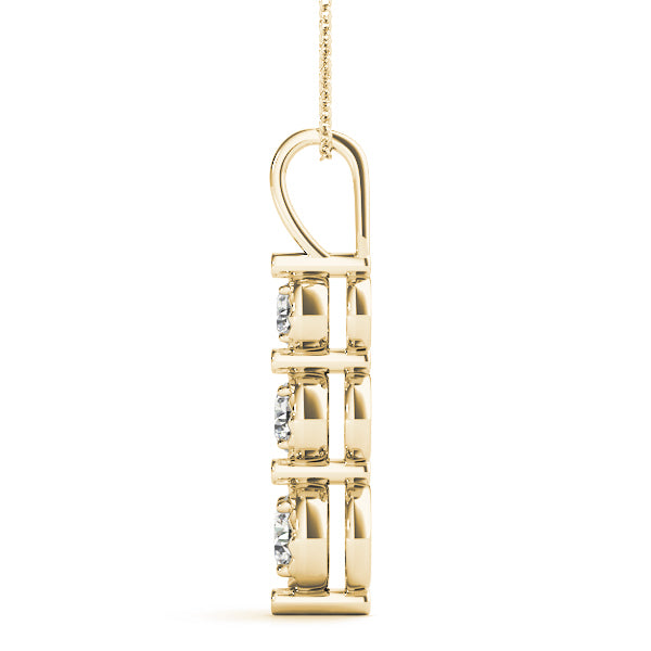 18K Yellow Gold 1/2 ct Diamond Three-Stone Pendant