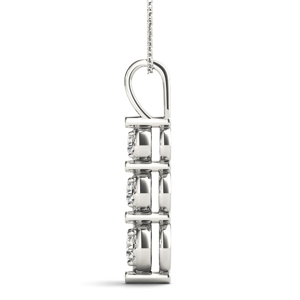 18K White Gold 1/2 ct Diamond Three-Stone Pendant