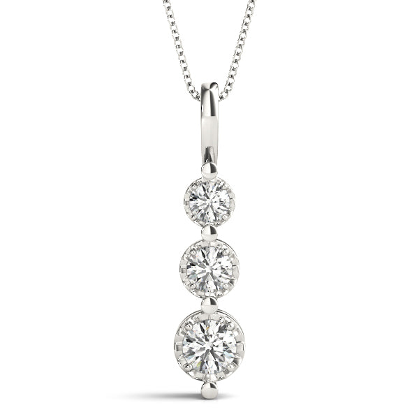 18K White Gold 0.40ctw Lab Diamond 3-Stone Pendant