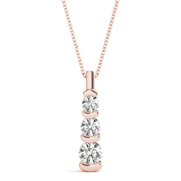 18K Rose Gold Lab Diamond 3-Stone Pendant