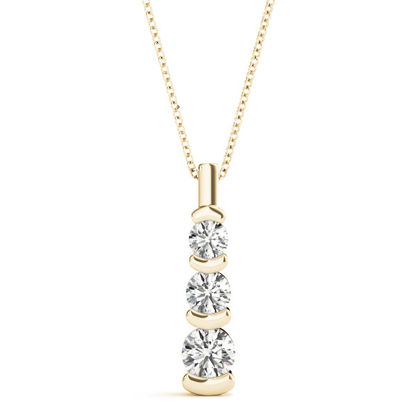 18K Yellow Gold 1 CT Diamond Three-Stone Pendant