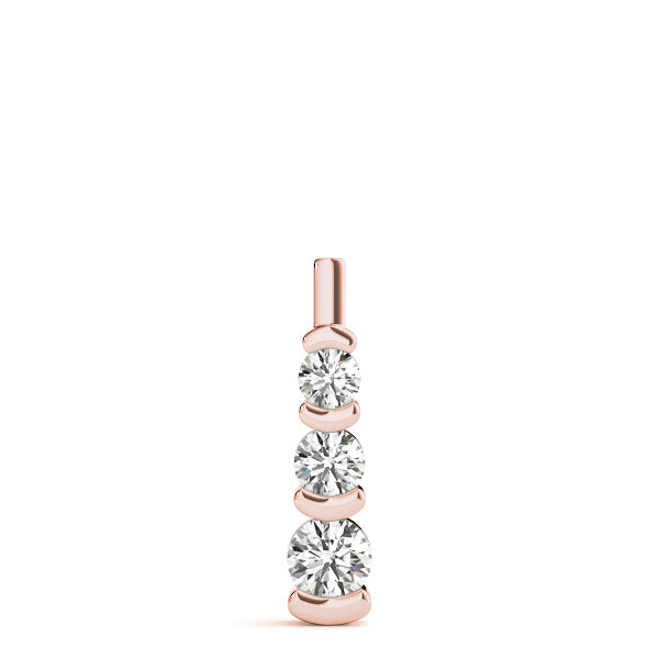 14K Rose Gold Lab Diamond 3-Stone Pendant 0.5ctw