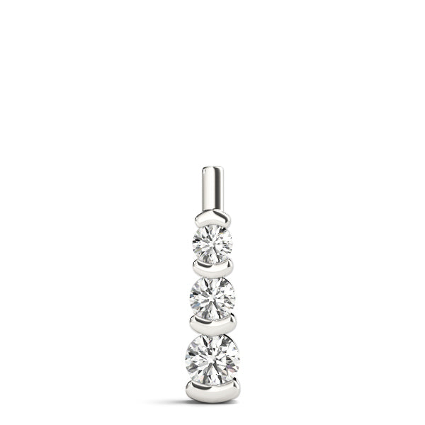 14K White Gold 1 CT Diamond Three-Stone Pendant
