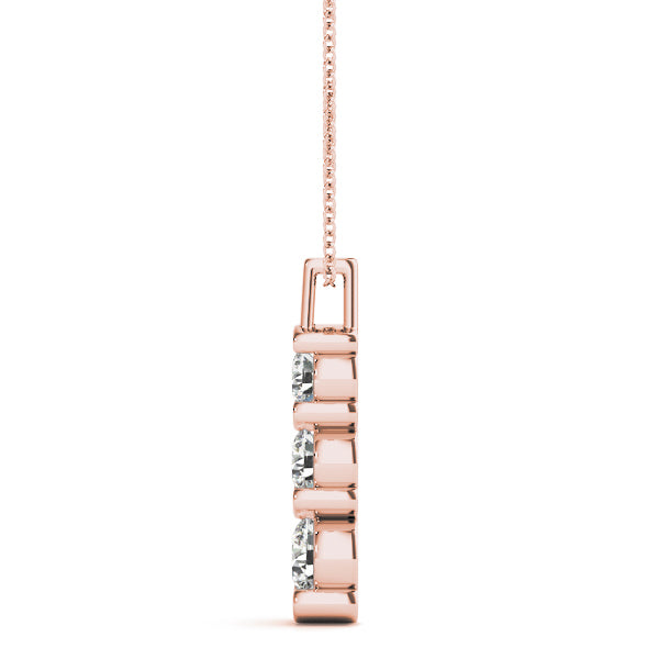 14K Rose Gold Lab Diamond 3-Stone Pendant 0.5ctw