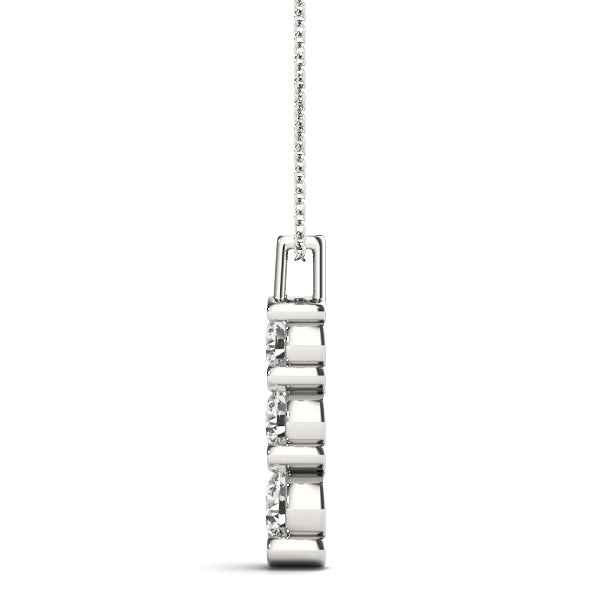 14K White Gold 1 CT Diamond Three-Stone Pendant