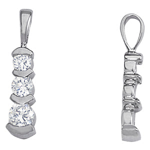 Platinum White Diamond Three Stone Pendant