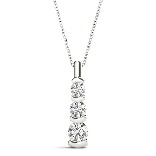 3-Stone White Platinum Diamond Pendant