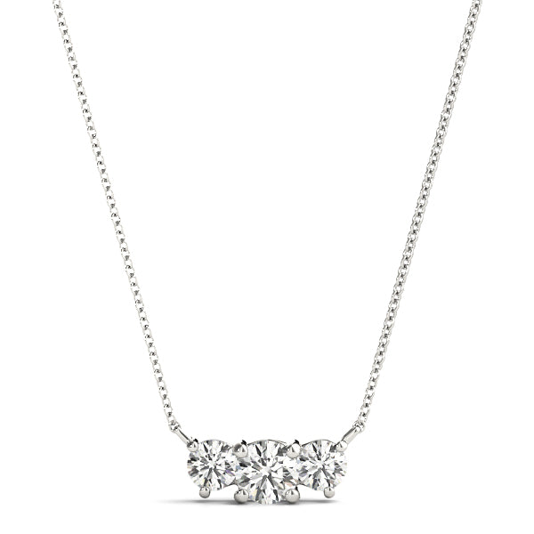 18K White Gold Lab Diamond 3-Stone Pendant