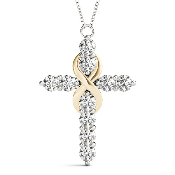 14K Yellow Gold Diamond Religious Cross Pendant