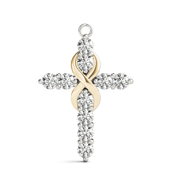 14K Yellow Gold Diamond Religious Cross Pendant
