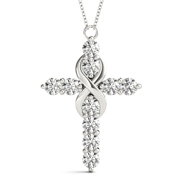 White Platinum Diamond Cross Pendant Religious Jewelry