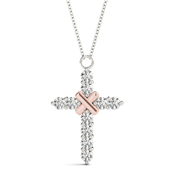 Rose Gold Diamond Cross Pendant | Religious Jewelry