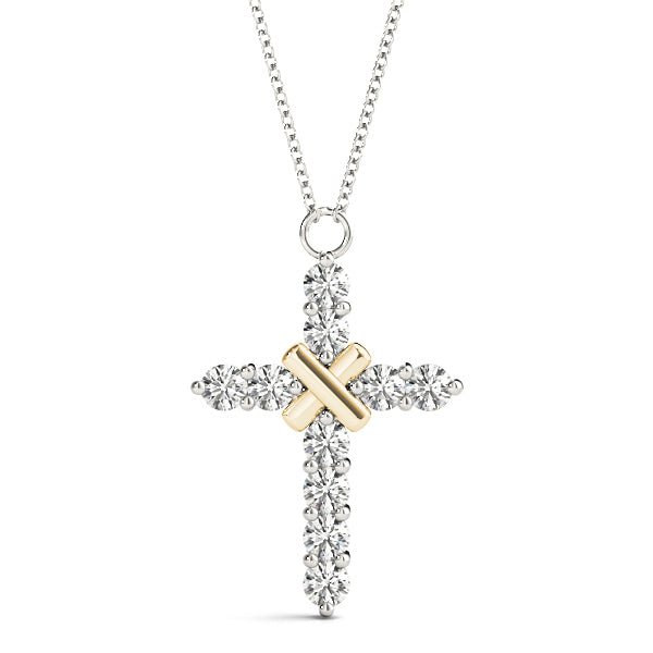 14K Yellow Gold Diamond Religious Cross Pendant