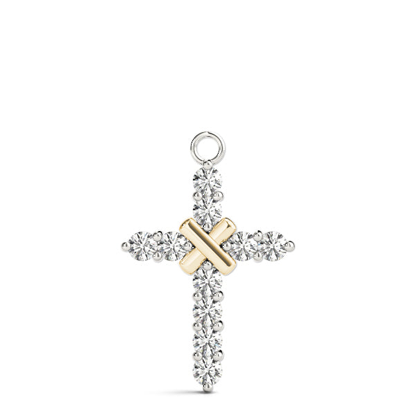 18K Yellow Gold Diamond Religious Cross Pendant