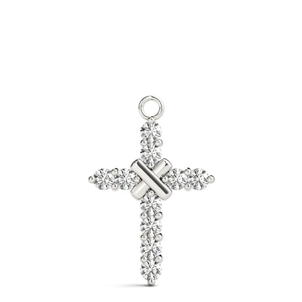 14K White Gold Diamond Cross Pendant