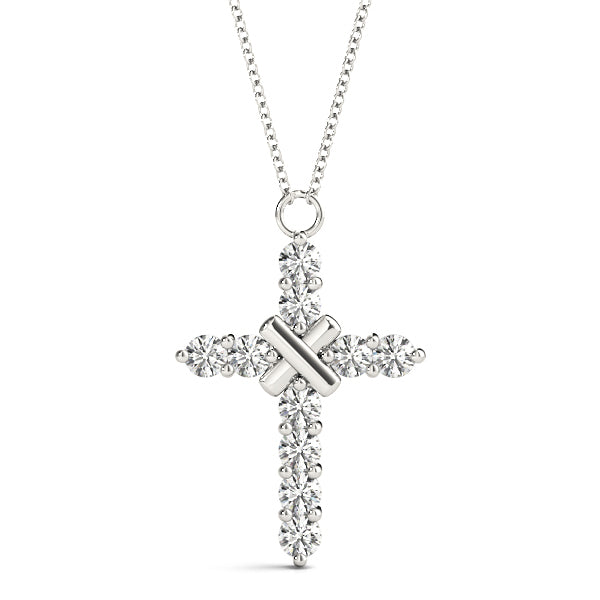 White Gold Diamond Cross Pendant | Religious Jewelry