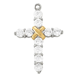 Platinum 1ctw Round Diamond Fashion Cross Pendant