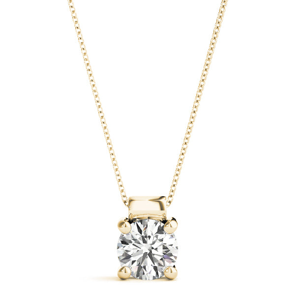 1 CT Lab Diamond 14K Yellow Gold Solitaire Pendant