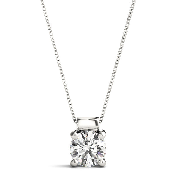 White Platinum 1CT Lab Diamond Solitaire Pendant