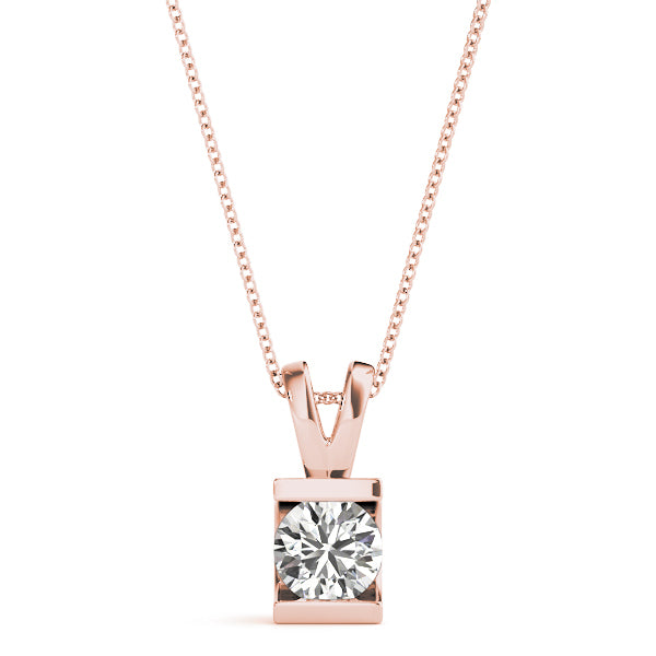 14K Rose Gold 1ct Lab Diamond Pendant