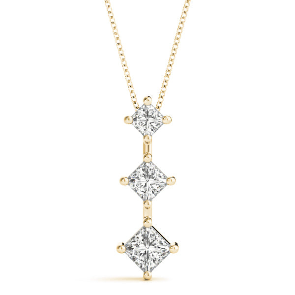 18K Yellow Gold Lab Diamond 3-Stone Pendant