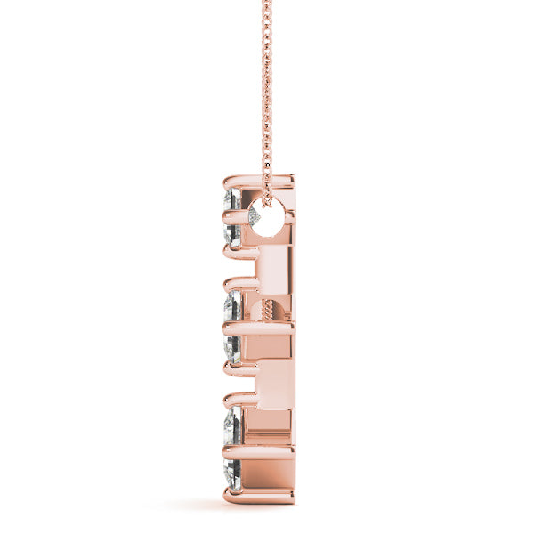 Rose Gold Lab Diamond 3-Stone Square Pendant