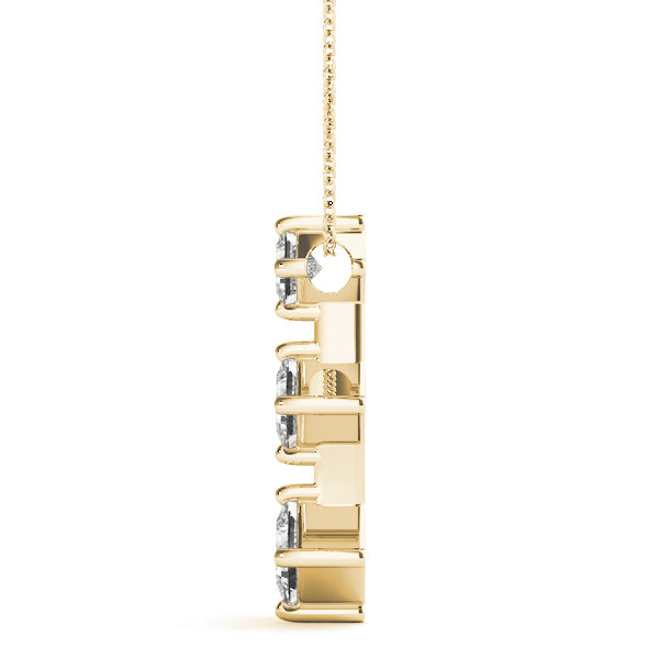 18K Yellow Gold Lab Diamond 3-Stone Pendant