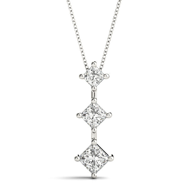 18K White Gold Lab Diamond 3-Stone Pendant