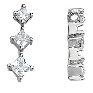 18K White Gold 1 CT Square Diamond Pendant