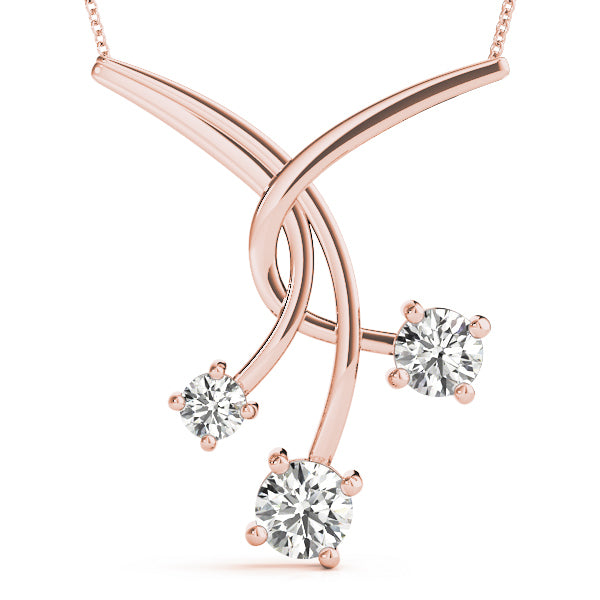 Rose Gold Lab Diamond 3-Stone Pendant 0.50ctw