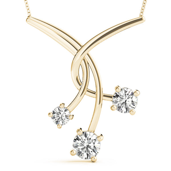 14K Yellow Gold Diamond 3-Stone Pendant