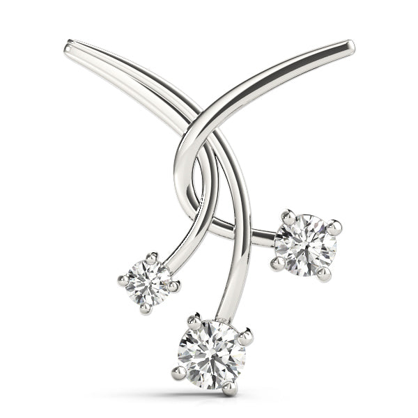 Lab Diamond 3 Stone 14K Gold Pendant