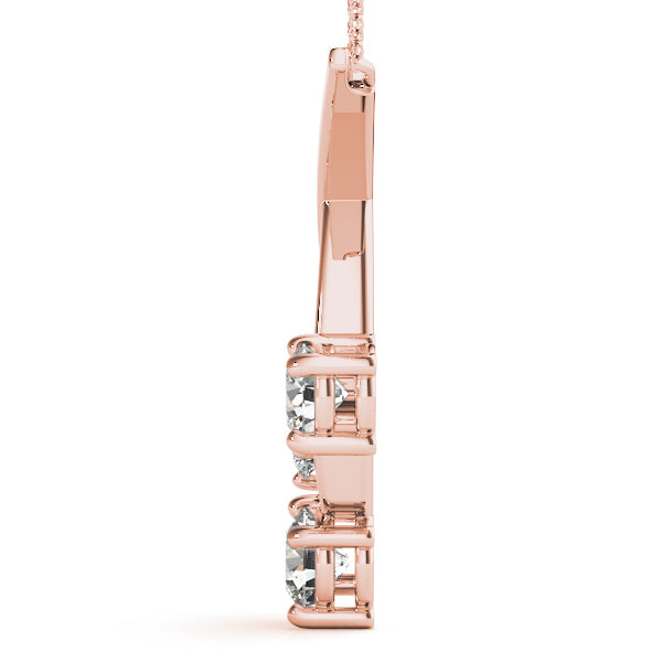 Lab Diamond 3-Stone Rose Gold Pendant 0.50ctw