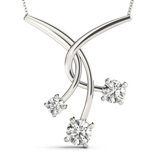 18K White Gold Lab Diamond 3-Stone Pendant