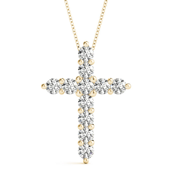 18K Yellow Gold Diamond Religious Cross Pendant