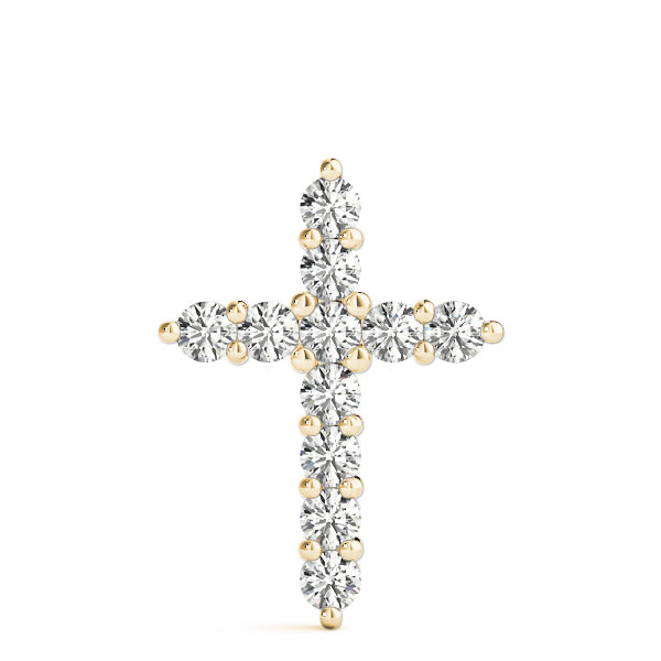 18K Yellow Gold Diamond Religious Cross Pendant