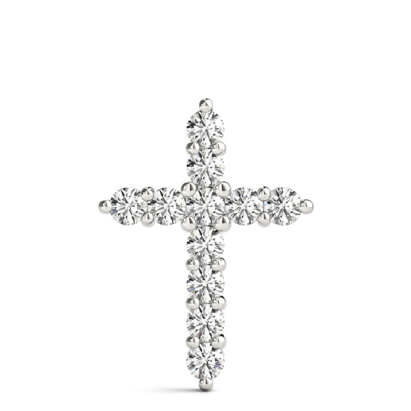 14K White Gold Diamond Religious Cross Pendant