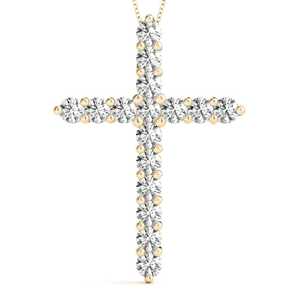 Diamond Religious Cross Pendant - 14K Yellow Gold