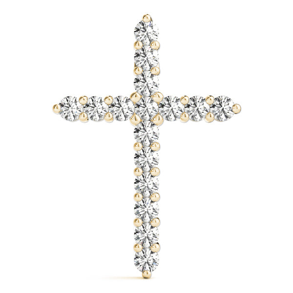18K Yellow Gold Diamond Cross Pendant Jewelry