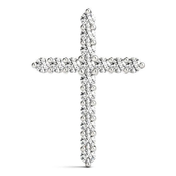 Diamond Religious Cross Pendant - 14K White Gold