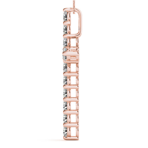 18K Rose Gold Lab Diamond Religious Cross Pendant