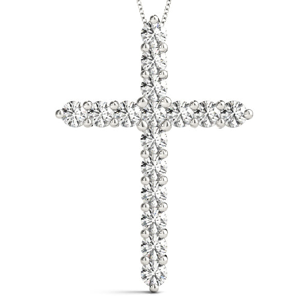 White Platinum Diamond Cross Pendant Religious Jewelry