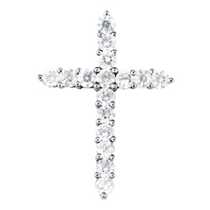 18K White Gold Diamond Cross Pendant