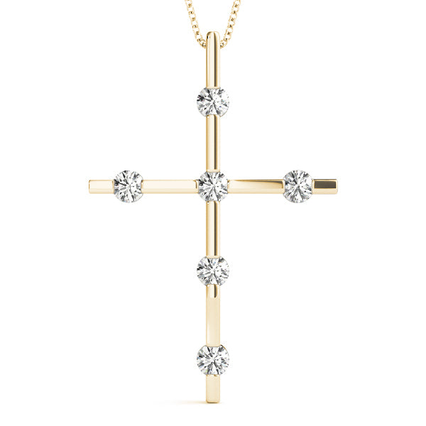 14K Yellow Gold Diamond Religious Cross Pendant