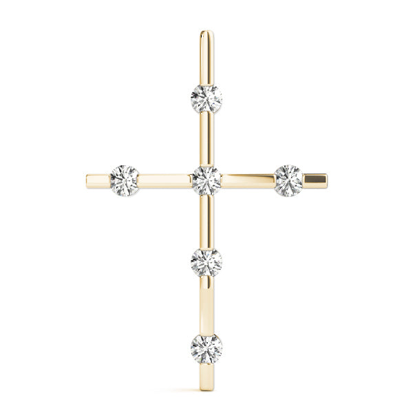 14K Yellow Gold Diamond Religious Cross Pendant
