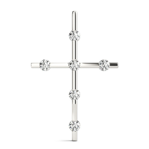 14K White Gold Diamond Religious Cross Pendant
