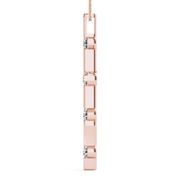 14K Rose Gold Round Diamond Fashion Pendant
