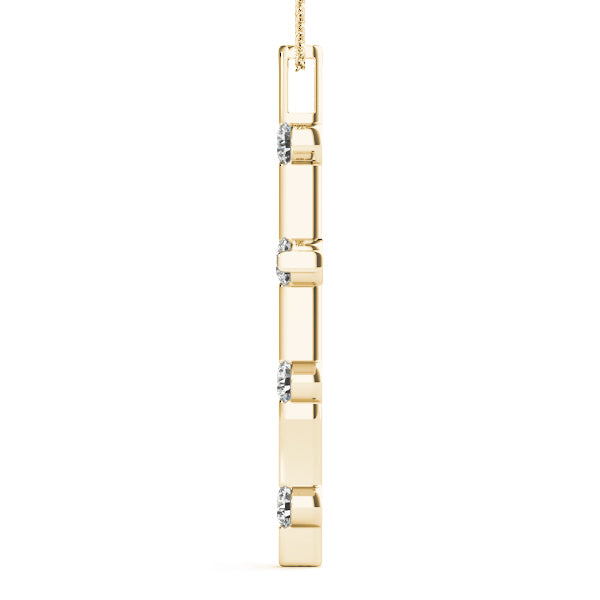 18K Yellow Gold Diamond Religious Cross Pendant